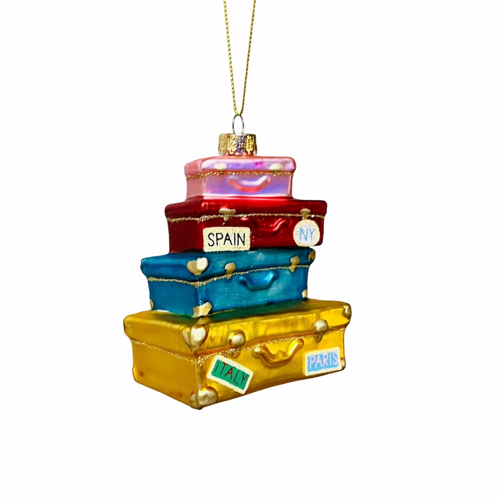 Suitcases Glass Ornamen